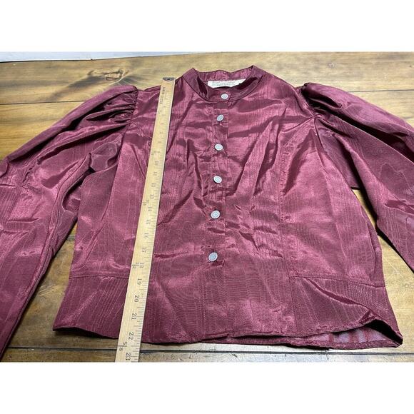 Wahmaker womens 1880s Style Blouse Burgundy Poly Blend Moire 2XL - Picture 7 of 11